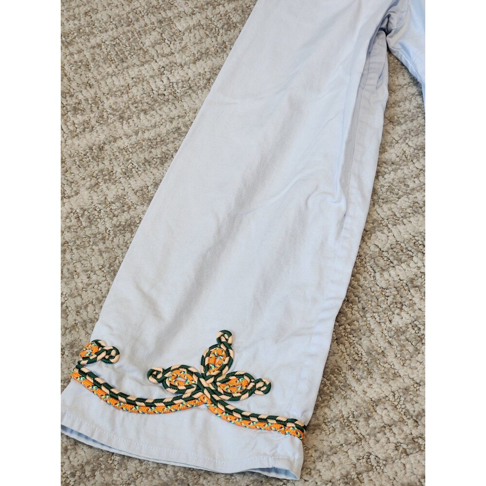 Tory Burch Light Blue Embroidered V-Neck Cotton Tunic Size 12 Boho Resort - Picture 8 of 12